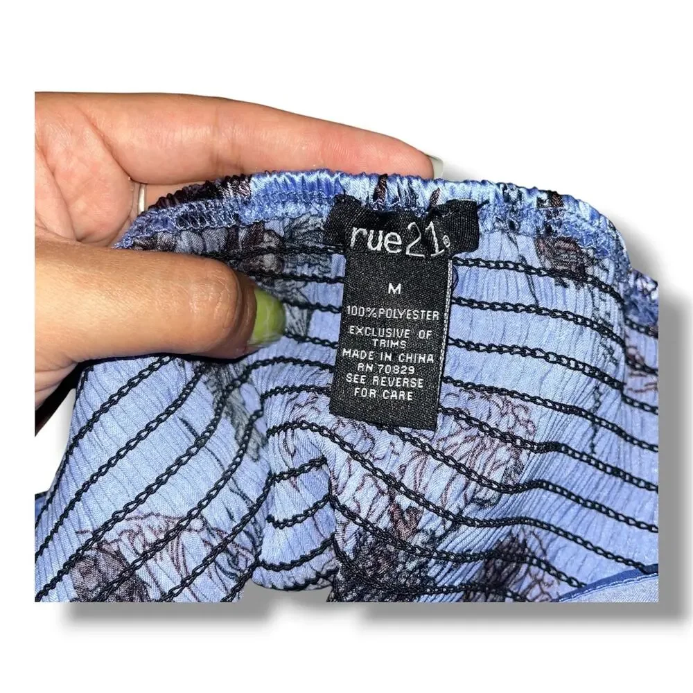 Y2K Blue Dragon Satin Bandana Crop Top | Rue21 Size Medium - Picture 2 of 5